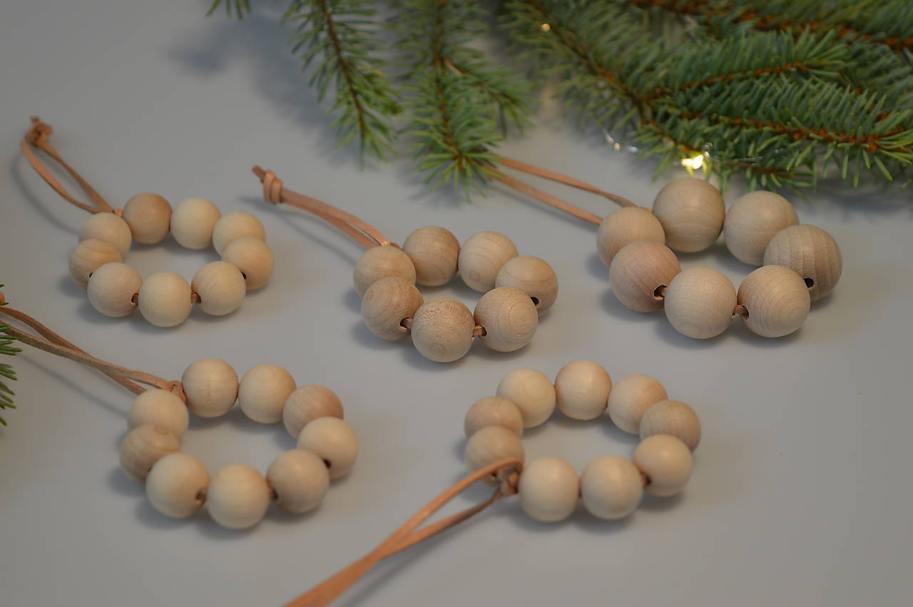 Wood beads ring - Vianočné korálkové 