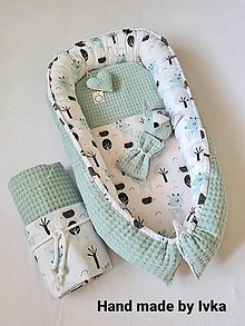 Detský textil - Súprava pre bábätko -  srnček v mint  farbe - 13785776_
