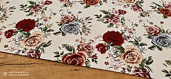 Textil - Bavlna režná -Kvety Veľké- cena za 10 centimetrov - 13786518_