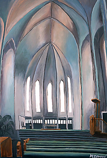 Obrazy - Kostol, akrylová maľba - 13787193_