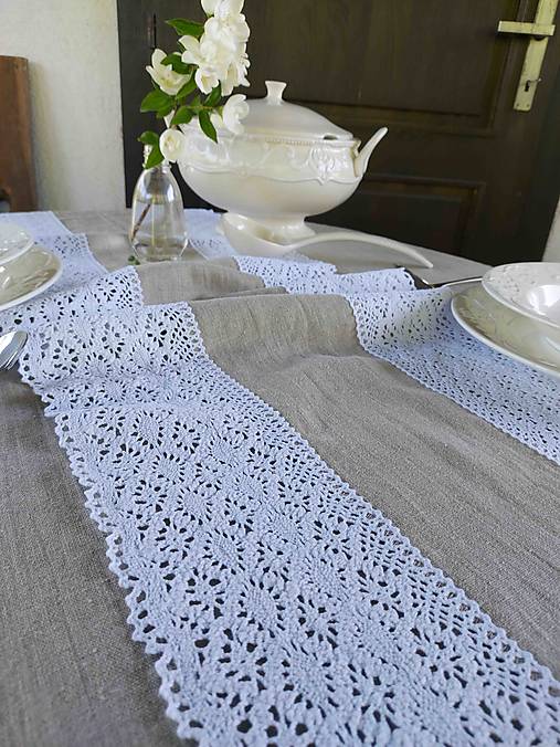 Úžitkový textil - Ľanová štóla Scarlet - 13785751_