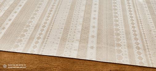 Textil - Látka pretkávaná lurexovou niťou striebornou Vianočné vzory II- cena za 10 cm - 13791190_