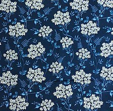 Textil - kytičky na modrozelenej, 100 % bavlna Francúzsko, šírka 140 cm - 13789899_