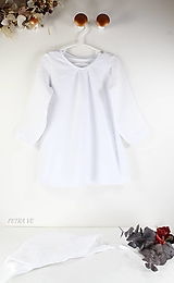 Detské oblečenie - Biele šaty s mušelínovou madeirou, dlhý rukáv - 13792493_