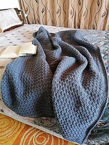 Úžitkový textil - Háčkovaná deka zimná modro-šedá - 13792115_