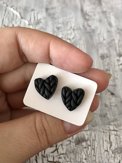  - MiNi štrikované srdiečka (Čierna) - 13789869_