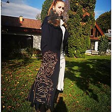 Bundy a kabáty - Dámsky oversize kabátik ručne maľovaný woman art - 13795356_