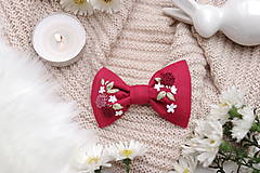 Ozdoby do vlasov - Vyšívané mašličky Jahoda ♡ (Maliny) - 13797061_