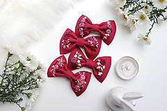 Ozdoby do vlasov - Vyšívané mašličky Jahoda ♡ (Maliny) - 13797078_