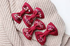 Ozdoby do vlasov - Vyšívané mašličky Jahoda ♡ (Maliny) - 13797079_