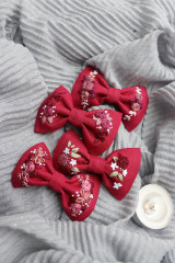 Ozdoby do vlasov - Vyšívané mašličky Jahoda ♡ (Maliny) - 13797080_