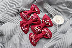 Ozdoby do vlasov - Vyšívané mašličky Jahoda ♡ (Maliny) - 13797084_