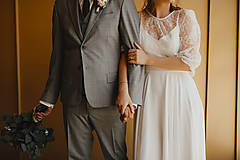 Šaty - Svadobné šaty s tielkovým podšitím a šifónovou sukňou vo vintage štýle - 13794100_