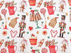 Textil - Vianočná dekoračná látka Loneta (10cm) - 13795553_