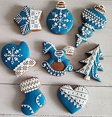 Dekorácie - Vianočné perníky veľké - modré - 13796269_
