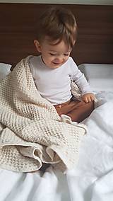 Úžitkový textil - Ľanový waflový prehoz na posteľ (100 x 200 - krémová) - 13797195_