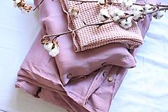 Úžitkový textil - Ľanový waflový prehoz na posteľ (100 x 200 - ružová) - 13797198_