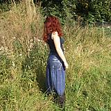 Sukne - Maxi sukňa lněná, modro-hnědá S-L - 13794999_