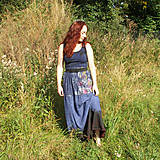 Sukne - Maxi sukňa lněná, modro-hnědá S-L - 13795003_