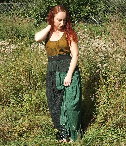 Maxi sukňa černo-zelená S-L