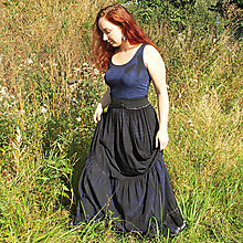 Sukne - Maxi sukňa volánová, modro-černá S-XL - 13795056_