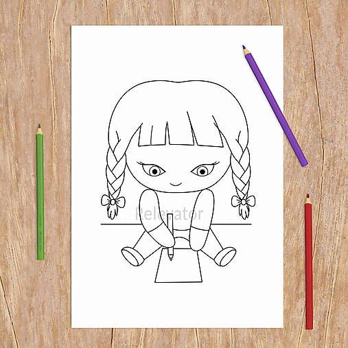 Hračky - Existenčníci niečo kreslia omaľovánka (Veronika s vrkočmi) - 13793623_