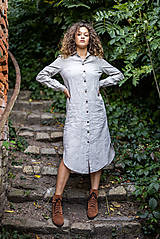 Šaty - Ľanové šaty Larisa prírodná M - 13799919_