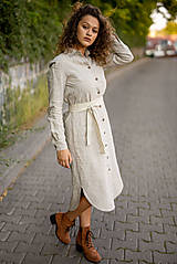 Šaty - Ľanové šaty Larisa prírodná M - 13799922_