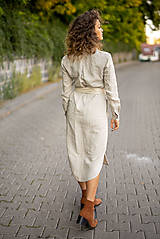 Šaty - Ľanové šaty Larisa prírodná M - 13799925_
