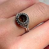Prstene - Smoky Quartz Filigree Flower AG925 Silver Ring  / Strieborný prsteň so záhnedou E012 - 13799385_
