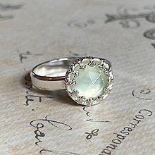 Prstene - Prehnite Filigree Silver Ag925 Ring / Strieborný prsteň s prehnitom - 13799270_