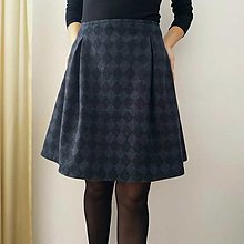Sukne - Vlnená sukňa modro/čierna - 13798537_