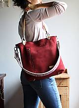 Veľké tašky - Kožená kabelka Klasik Daily *Ruby* - 13800116_