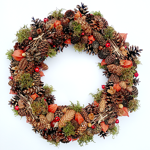 Dekorácie - Veľký jesenný veniec s bobuľami - 13798108_