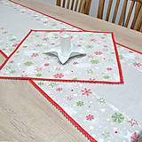 Úžitkový textil - ROXANA - červené vločky na béžovej  - vianočný behúň - 13800628_
