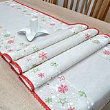Úžitkový textil - ROXANA - červené vločky na béžovej  - vianočný behúň - 13800634_