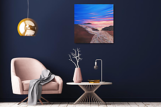 Obrazy - Sladký západ slnka - ručne maľovaný obraz 60x60cm - 13801054_