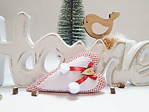 Dekorácie - Vianočné ozdôbky - červeno biele - srdiečko - 13800077_