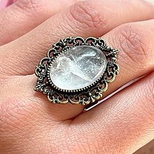Prstene - Crystal Quartz Vintage Bronze Ring / Prsteň s horským krištáľom - 13803961_