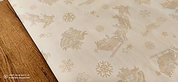 Textil - Látka pretkávaná lurexovou niťou zlatou - Vianočný Motív - cena za 10 cm - 13803616_