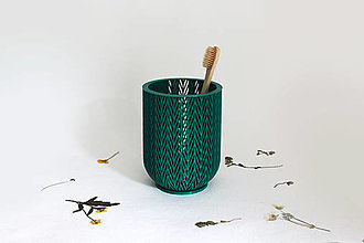 Nádoby - Nádoba na kefky z recyklovaného plastu (Zelená) - 13803416_