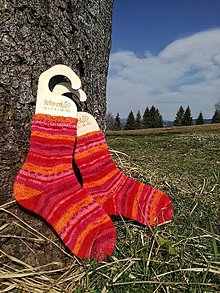 Ponožky, pančuchy, obuv - Vzorované ponožky (Oranžová) - 13802570_