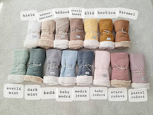 Detský textil - Jednofarebné "Tuľkacie"  mušelínové deky s jemným barančekom 65x90cm  - 13807885_