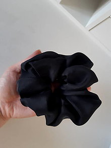 Ozdoby do vlasov - Scrunchies - gumičky z hedvábí - černé (velká) - 13807495_