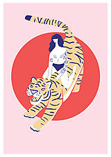 Grafika - Tiger Girl, fine art print - 13808036_