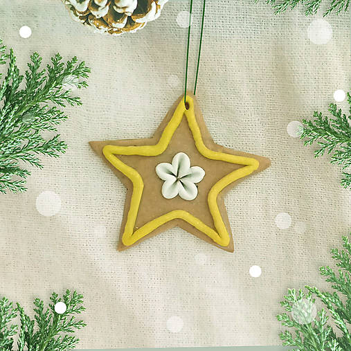 Perníkové vianočné ozdoby FIMO (Perníková vianončná ozdoba - hviezdička)