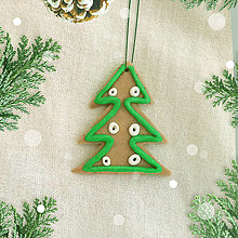 Dekorácie - Perníkové vianočné ozdoby FIMO (Perníková vianočná ozdoba - vianočný stromček) - 13806586_