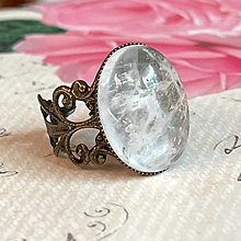 Prstene - Crystal Quartz Vintage Bronze Ring / Prsteň s horským krištáľom - 13810191_