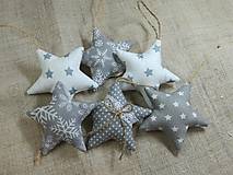 Dekorácie - Vianočné ozdoby šedo biele s béžovou (hviezda s čipkou -10 cm) - 13811379_