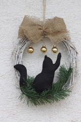 Dekorácie - Prírodný vianočný veniec na dvere s mačičkou - 13811957_